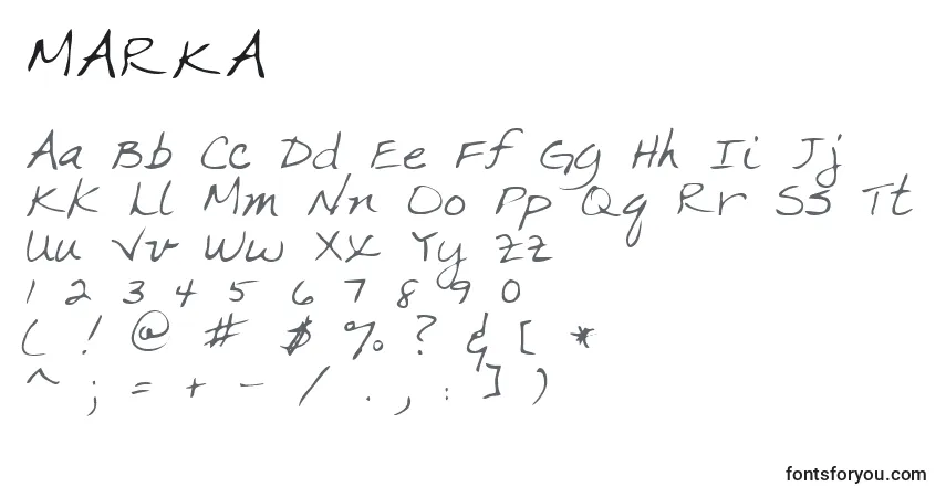 MARKA   -fontti – aakkoset, numerot, erikoismerkit