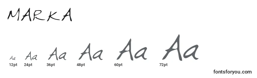 Размеры шрифта MARKA   