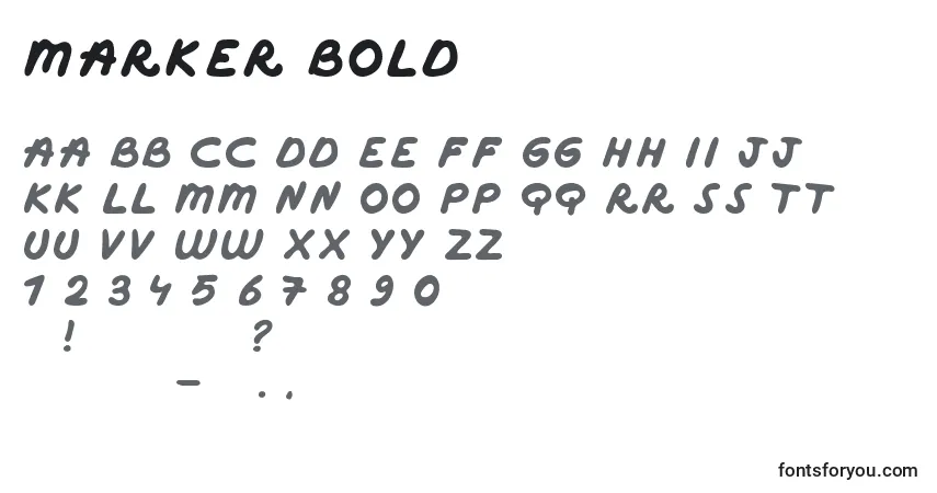 Czcionka Marker Bold – alfabet, cyfry, specjalne znaki