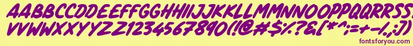Marker Notes Italic Font – Purple Fonts on Yellow Background