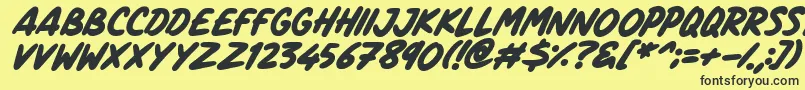 Fonte Marker Notes Italic – fontes pretas em um fundo amarelo