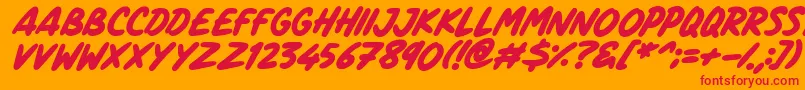 フォントMarker Notes Italic – オレンジの背景に赤い文字