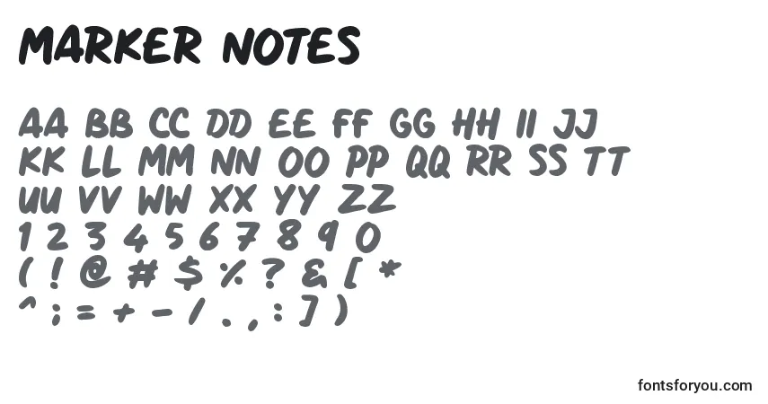 Czcionka Marker Notes – alfabet, cyfry, specjalne znaki