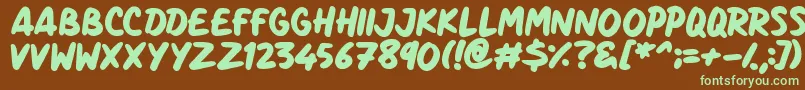 フォントMarker Notes – 緑色の文字が茶色の背景にあります。