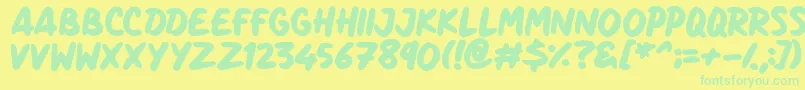 Marker Notes-fontti – vihreät fontit keltaisella taustalla