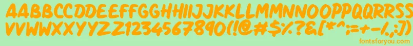 フォントMarker Notes – オレンジの文字が緑の背景にあります。
