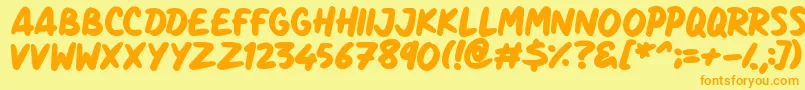 フォントMarker Notes – オレンジの文字が黄色の背景にあります。