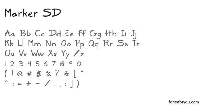 Schriftart Marker SD – Alphabet, Zahlen, spezielle Symbole