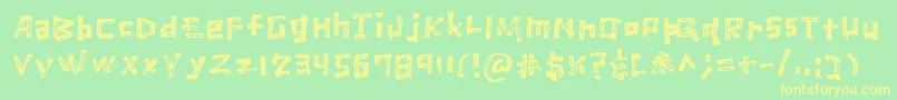 フォントMarkerScratch Regular – 黄色の文字が緑の背景にあります