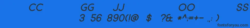 フォントMarket Fresh ALL CAPS Italic – 黒い文字の青い背景