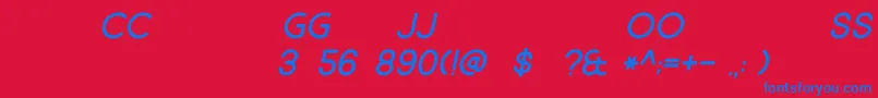 フォントMarket Fresh ALL CAPS Italic – 赤い背景に青い文字
