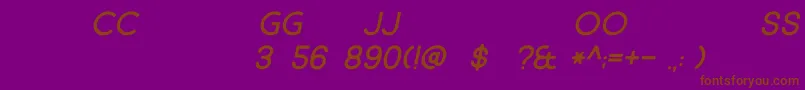 フォントMarket Fresh ALL CAPS Italic – 紫色の背景に茶色のフォント