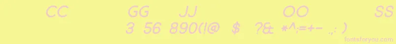 フォントMarket Fresh ALL CAPS Italic – ピンクのフォント、黄色の背景