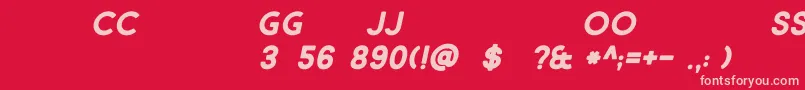 フォントMarket Fresh Bold ALL CAPS Italic – 赤い背景にピンクのフォント