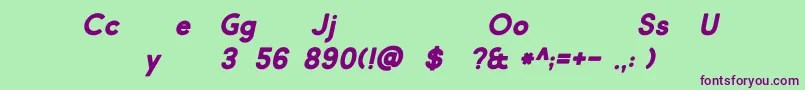フォントMarket Fresh Bold Italic – 緑の背景に紫のフォント