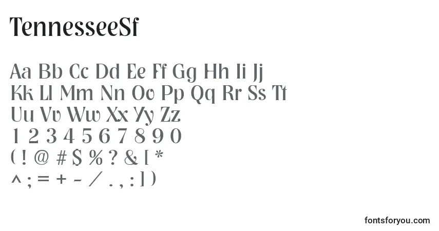 A fonte TennesseeSf – alfabeto, números, caracteres especiais