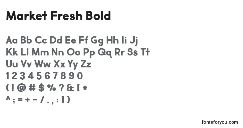 Schriftart Market Fresh Bold – Alphabet, Zahlen, spezielle Symbole