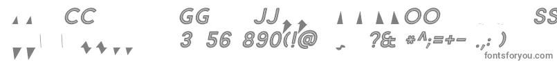 フォントMarket Fresh Inline Bold ALL CAPS Italic – 白い背景に灰色の文字