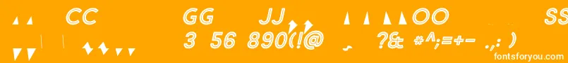 Weitere Informationen zur Market Fresh Inline Bold ALL CAPS Italic-Schriftart Market Fresh Inline Bold ALL CAPS Italic-Schriftart – Weiße Schriften auf orangefarbenem Hintergrund
