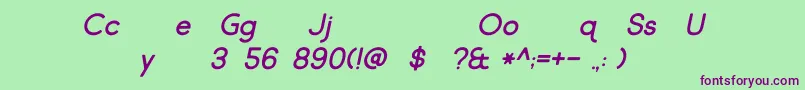 Market Fresh Italic-fontti – violetit fontit vihreällä taustalla