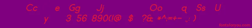 フォントMarket Fresh Italic – 紫の背景に赤い文字