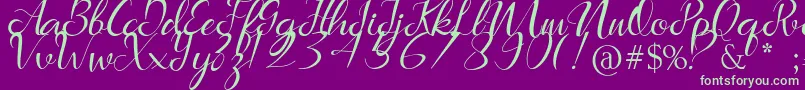 Marlena Font – Green Fonts on Purple Background