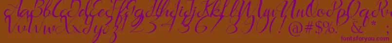 Marlena-Schriftart – Violette Schriften auf braunem Hintergrund