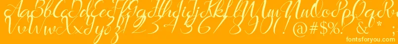 Marlena Font – Yellow Fonts on Orange Background