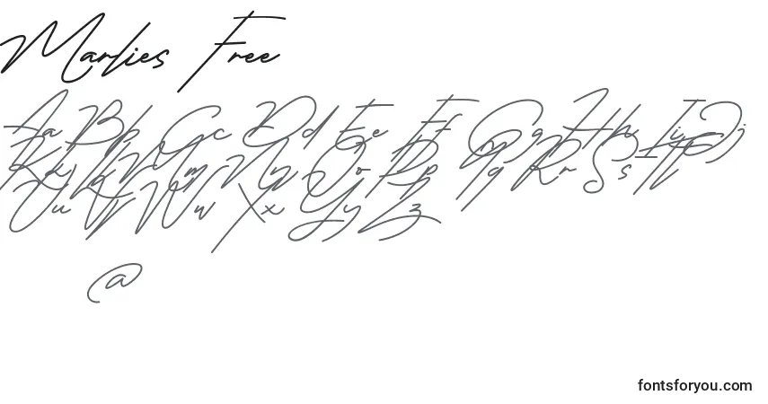 Marlies Free-fontti – aakkoset, numerot, erikoismerkit