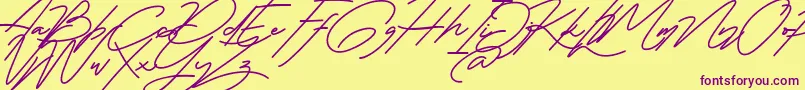 Marlies Free-Schriftart – Violette Schriften auf gelbem Hintergrund