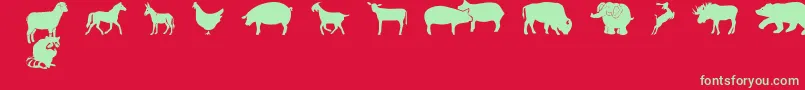 フォントFarmwildanimalsCsp – 赤い背景に緑の文字