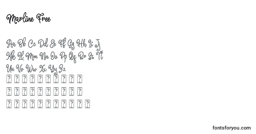 Schriftart Marline Free – Alphabet, Zahlen, spezielle Symbole