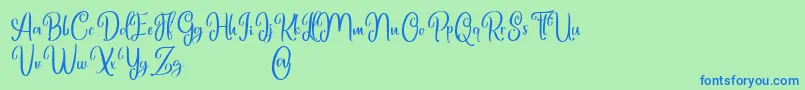 Marlyana free for personal use Font – Blue Fonts on Green Background