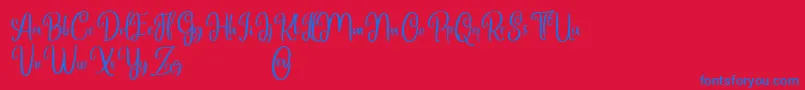 Weitere Informationen zur Marlyana free for personal use-Schriftart Marlyana free for personal use-Schriftart – Blaue Schriften auf rotem Hintergrund