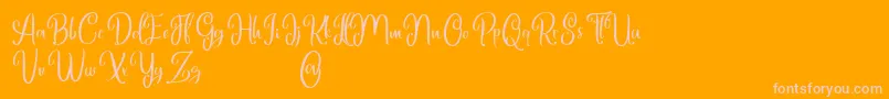 Marlyana free for personal use-Schriftart – Rosa Schriften auf orangefarbenem Hintergrund