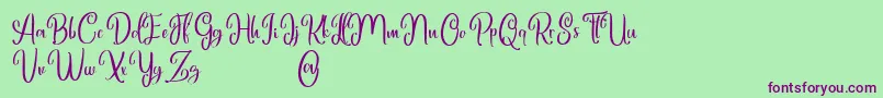 Marlyana free for personal use Font – Purple Fonts on Green Background