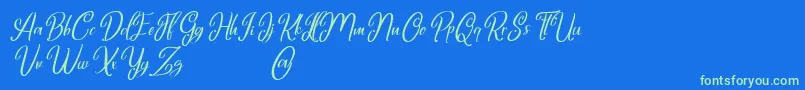 Marlyana italic free for personal use Font – Green Fonts on Blue Background