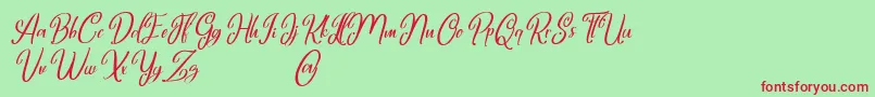 Marlyana italic free for personal use Font – Red Fonts on Green Background
