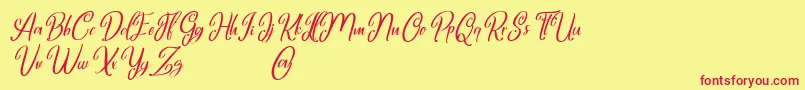 Fonte Marlyana italic free for personal use – fontes vermelhas em um fundo amarelo