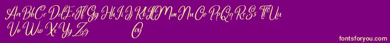 Fonte Marlyana italic free for personal use – fontes amarelas em um fundo roxo