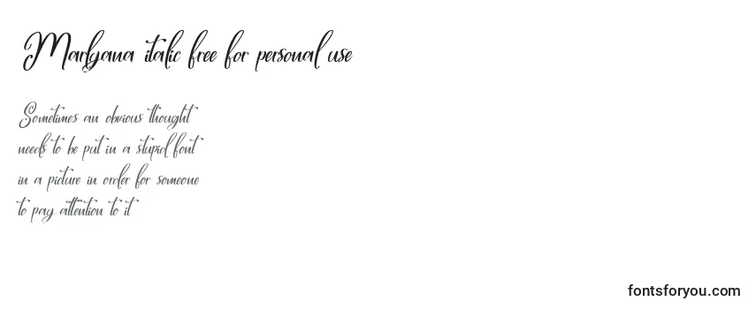 Marlyana italic free for personal use Font