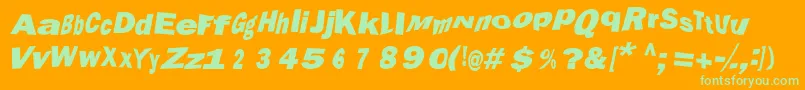 MAROLA  -Schriftart – Grüne Schriften auf orangefarbenem Hintergrund