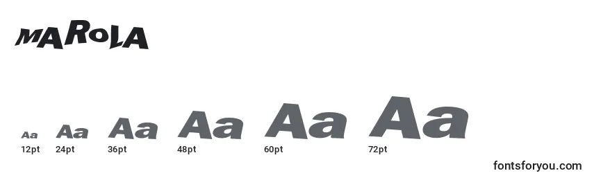Размеры шрифта MAROLA   (133634)