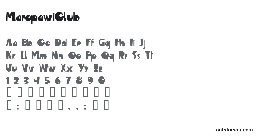 A fonte MaropawiClub (133635) – alfabeto, números, caracteres especiais