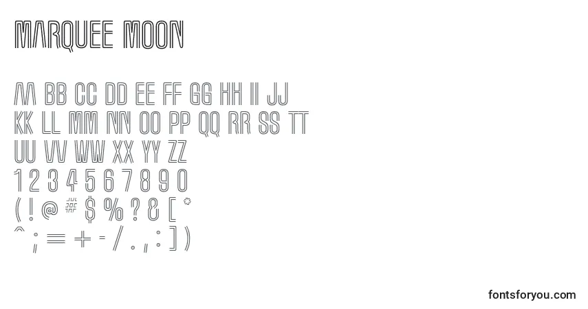 A fonte Marquee moon – alfabeto, números, caracteres especiais