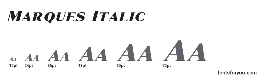 Размеры шрифта Marques Italic