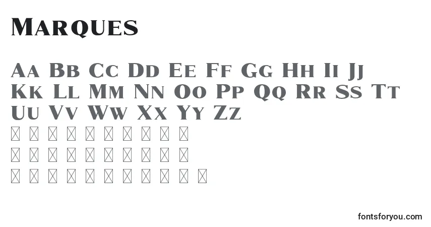 A fonte Marques – alfabeto, números, caracteres especiais