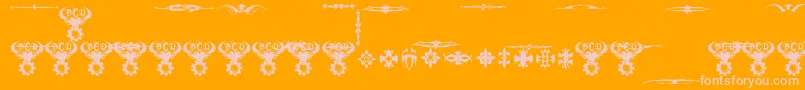 Marquis De Sade Ornaments-Schriftart – Rosa Schriften auf orangefarbenem Hintergrund