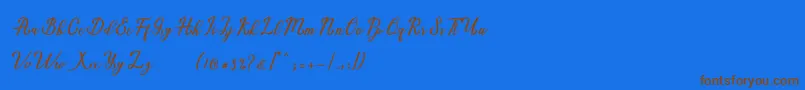 Marria Script Font – Brown Fonts on Blue Background