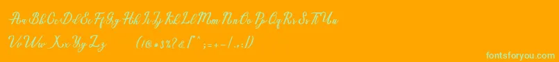 Marria Script-Schriftart – Grüne Schriften auf orangefarbenem Hintergrund